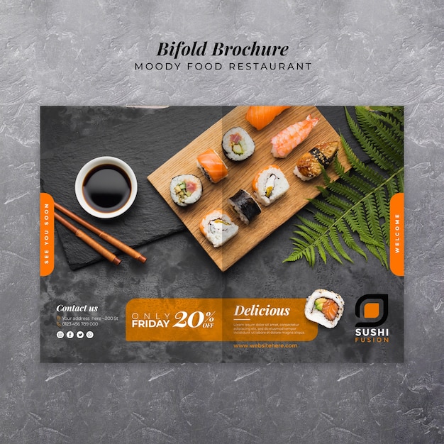 Gratis PSD heerlijke sushi eten tweevoudige brochure