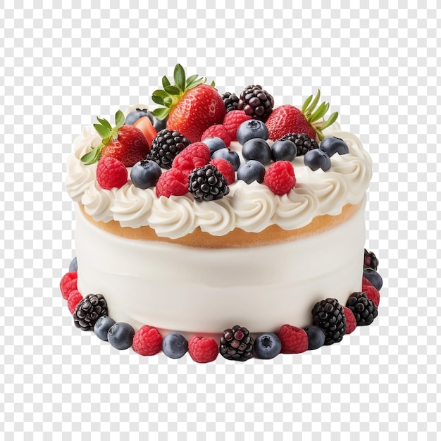 Gratis PSD heerlijke vanille taart versierd met bessen geïsoleerd op transparante achtergrond