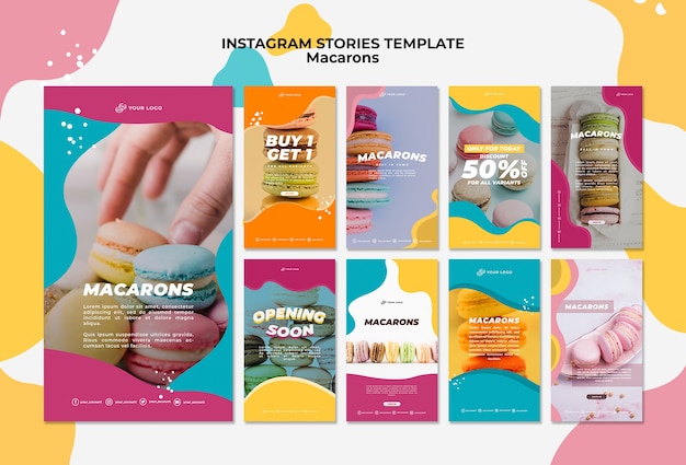 Gratis PSD heerlijke zoete macarons instagramverhalen