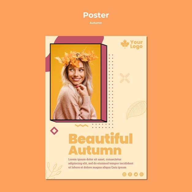 Gratis PSD herfst concept poster sjabloon