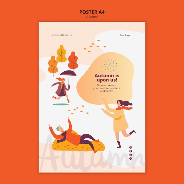 Gratis PSD herfst concept poster sjabloon