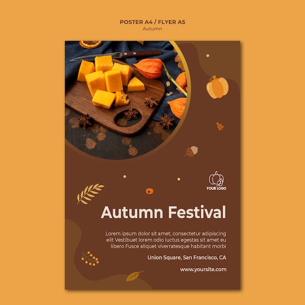 Herfst fest advertentie poster sjabloon