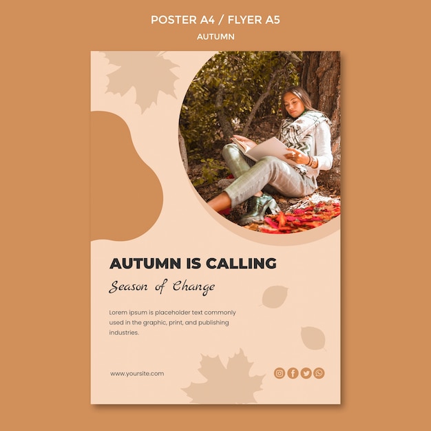 Gratis PSD herfst poster sjabloon concept