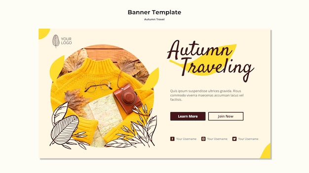 Gratis PSD herfst reizen sjabloon voor spandoek