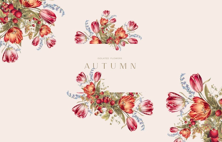 Gratis PSD herfst roze tulpen bloemen achtergrond frame
