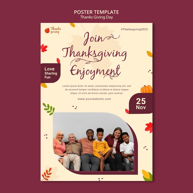 Gratis PSD herfst thanksgiving day afdruksjabloon