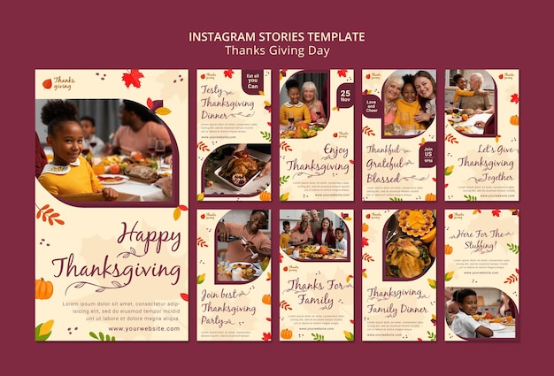 Gratis PSD herfst thanksgiving social media verhalen collectie