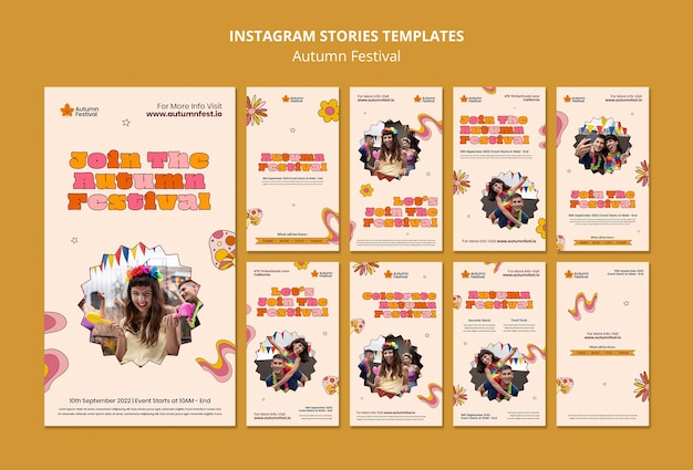 Gratis PSD herfstfestival viering instagram verhalencollectie