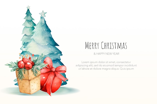 hermosa plantilla de acuarela dibujada a mano con tema navideño