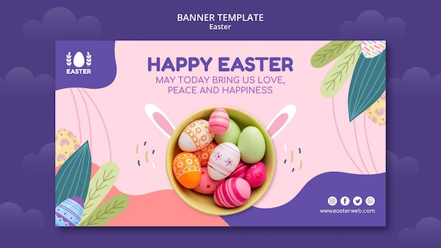 PSD gratuito hermosa plantilla de banner de evento del día de pascua