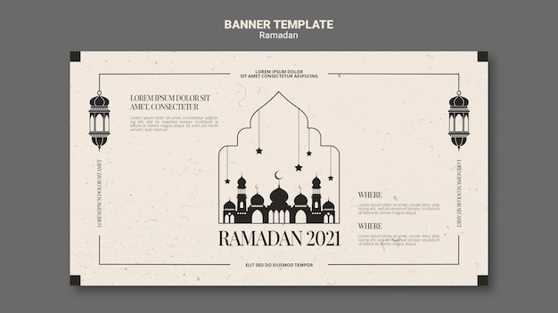 PSD gratuito hermosa plantilla de banner horizontal de ramadán