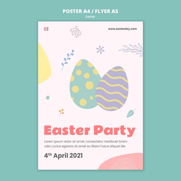 Hermosa plantilla de impresión de evento del día de pascua
