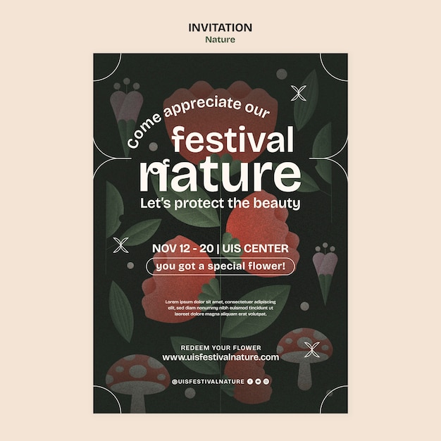 PSD gratuito hermosa plantilla de invitación de naturaleza