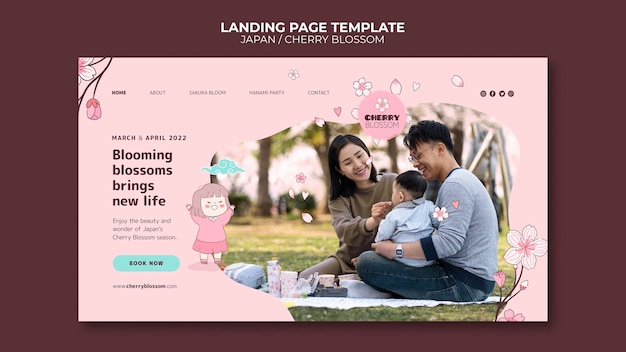 PSD gratuito hermosa plantilla de página de destino de japón