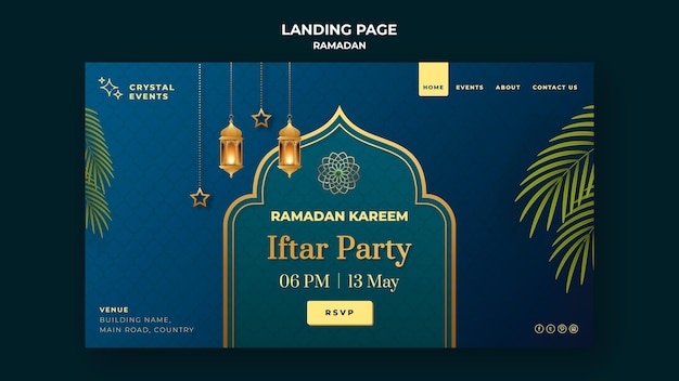 Hermosa plantilla de página de inicio de Ramadán
