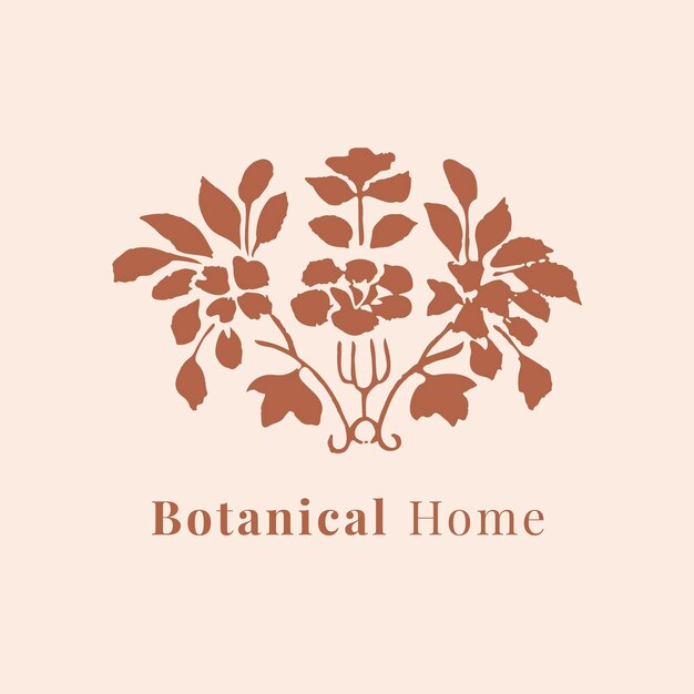 Hermosa plantilla psd de logotipo de hoja para marca botánica en marrón