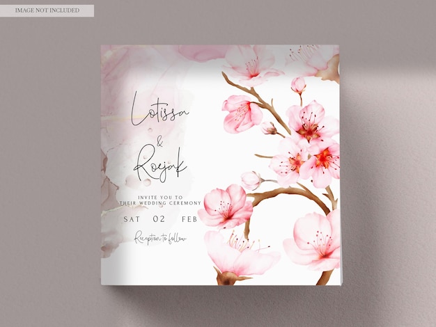 hermosa plantilla de tarjeta de invitación de flor de cerezo