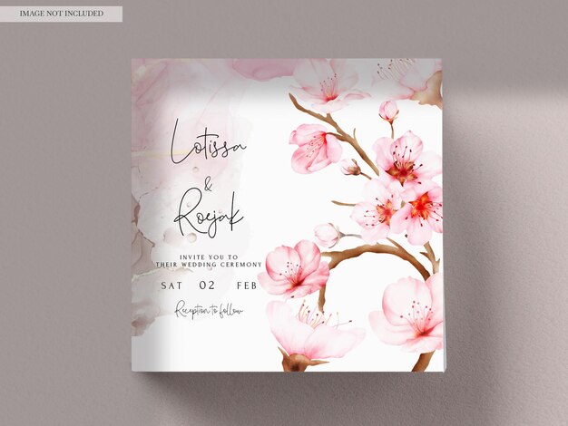 hermosa plantilla de tarjeta de invitación de flor de cerezo