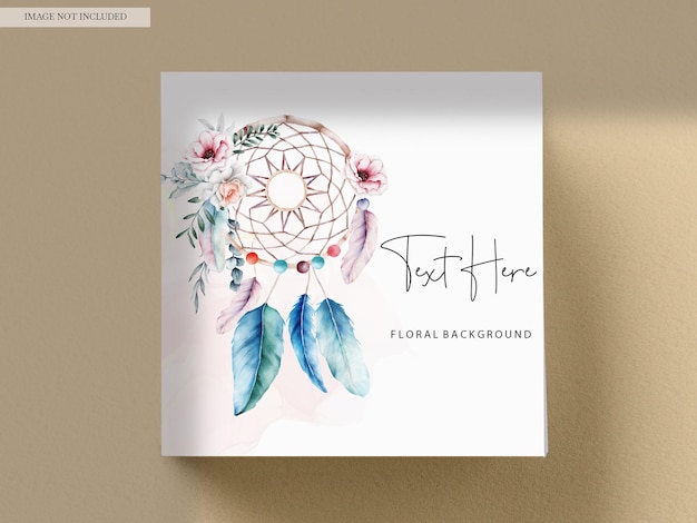hermosa plantilla de tarjeta de invitación de flores y atrapasueños