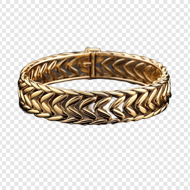 Hermosa pulsera de oro diseñada aislada sobre un fondo transparente