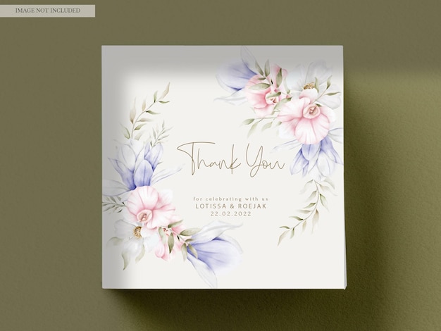 PSD gratuito hermosa tarjeta de invitación de boda con elegante floral vintage