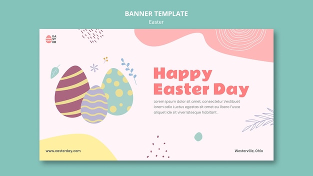 Hermoso banner horizontal del evento del día de pascua