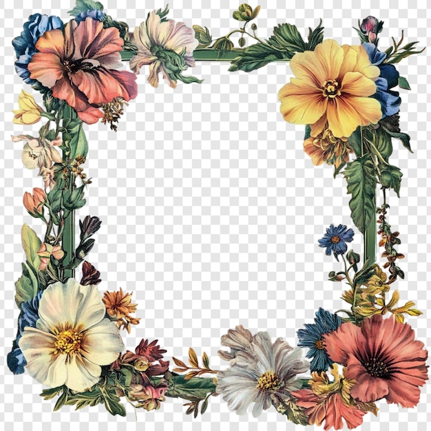 Un hermoso borde botánico enmarcado con flores de época