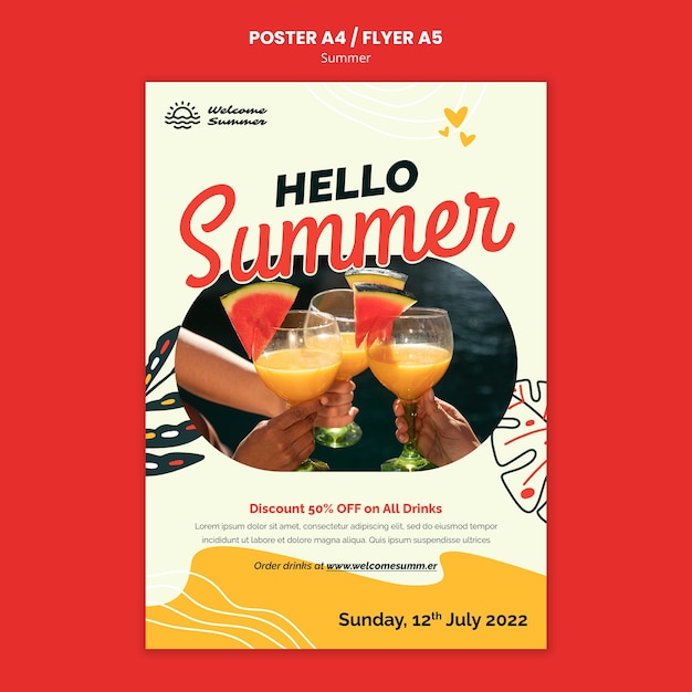 PSD gratuito hermoso cartel de plantilla de verano