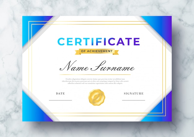 Hermoso certificado de logro PSD Template