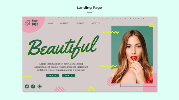 PSD gratuito hermoso concepto de plantilla web de página de destino