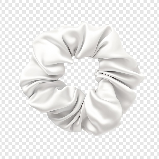Hermoso scrunchie de seda blanca aislado en un fondo transparente