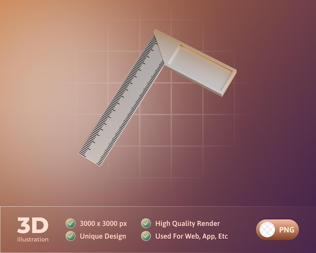 Herramientas de proyecto Ilustración 3d Regla de codo