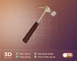 PSD gratuito herramientas de proyecto martillo de ilustración 3d