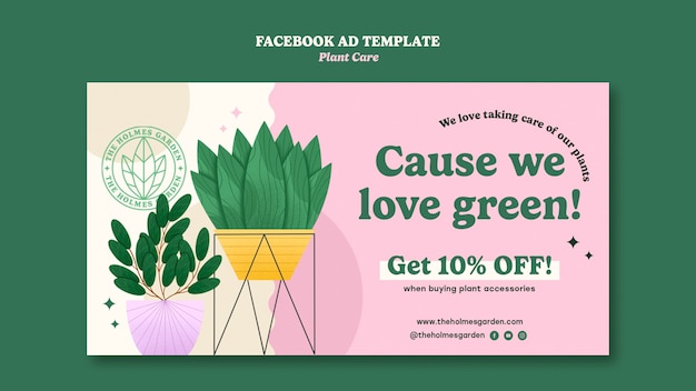 Gratis PSD het verzorgen van planten facebook-sjabloon