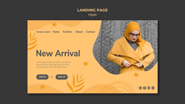 Gratis PSD hijab concept bestemmingspagina sjabloon