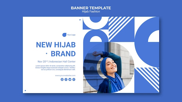 Hijab mode horizontale banner sjabloon met foto