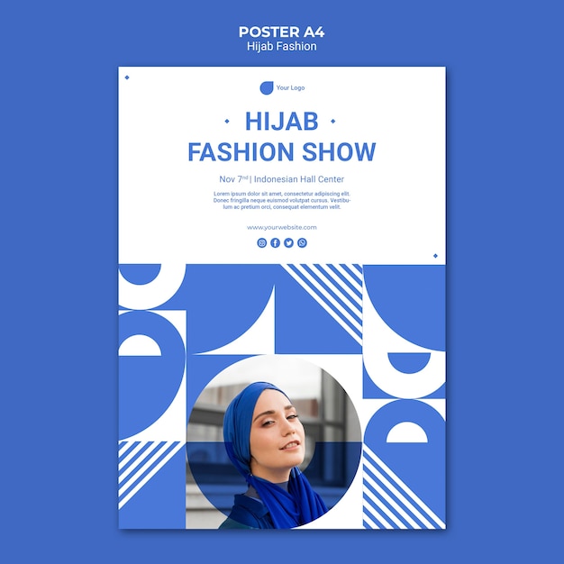 Hijab mode poster a4 sjabloon met foto
