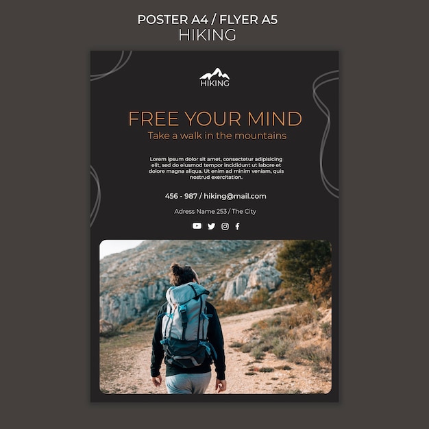 Gratis PSD hiking advertentie poster sjabloon