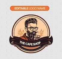 Gratis PSD hipster coffeeshop logo