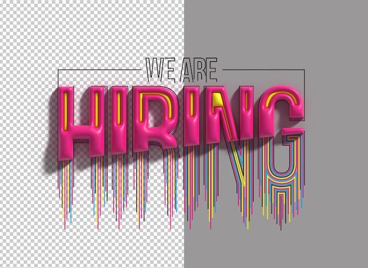 PSD Gratis hiring lettering 3d line art transparent psd font design
