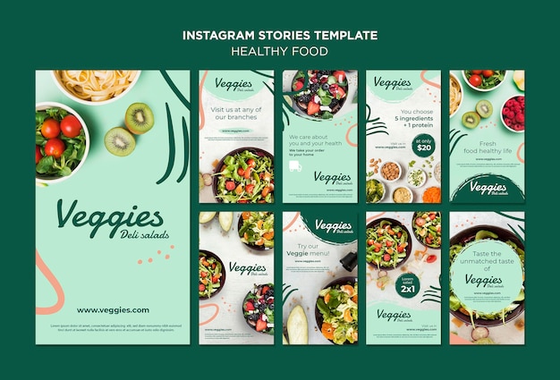 PSD gratuito historias de comida sana instagram