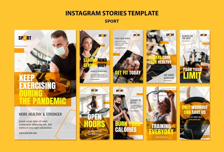 PSD gratuito historias de deportes en las redes sociales
