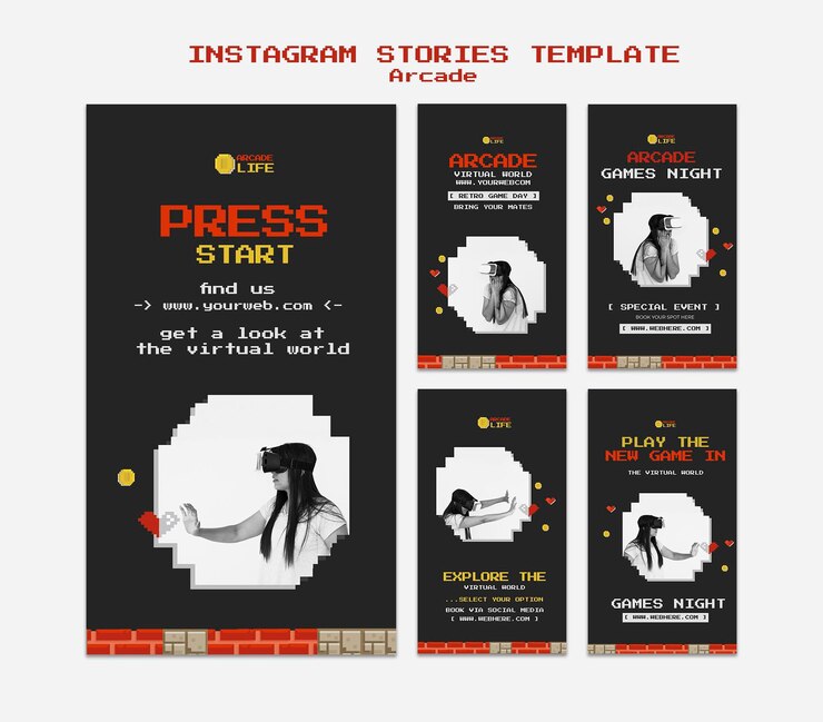 PSD gratuito historias de instagram arcade