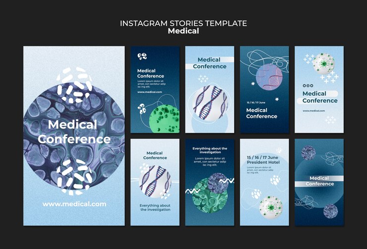 PSD gratuito historias de instagram de atención médica gradiente