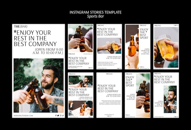 PSD gratuito historias de instagram de bar deportivo