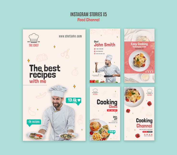PSD gratuito historias de instagram del canal de comida
