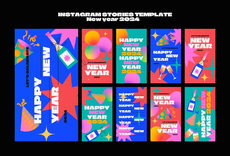 PSD gratuito historias de instagram de celebración de año nuevo degradado