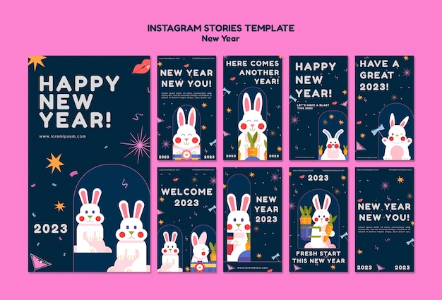 Historias de instagram de celebración de año nuevo