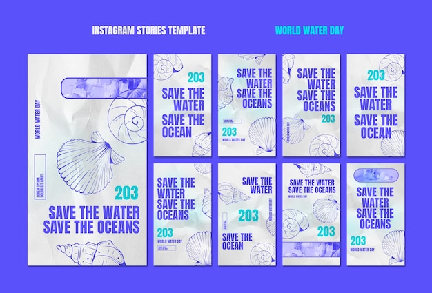 Historias de instagram de celebración del día mundial del agua