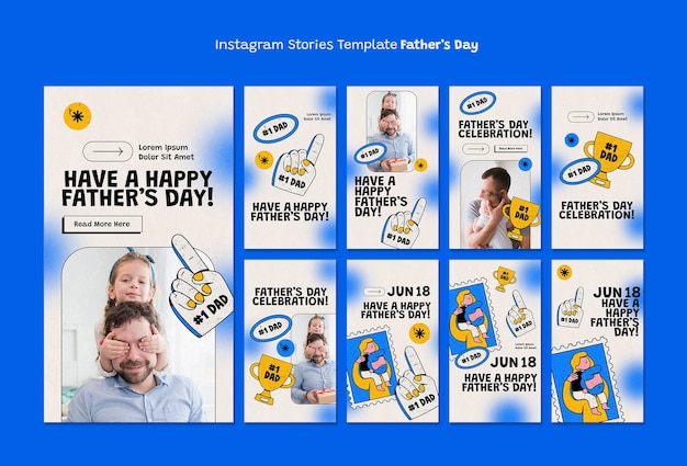 PSD gratuito historias de instagram de celebración del día del padre.